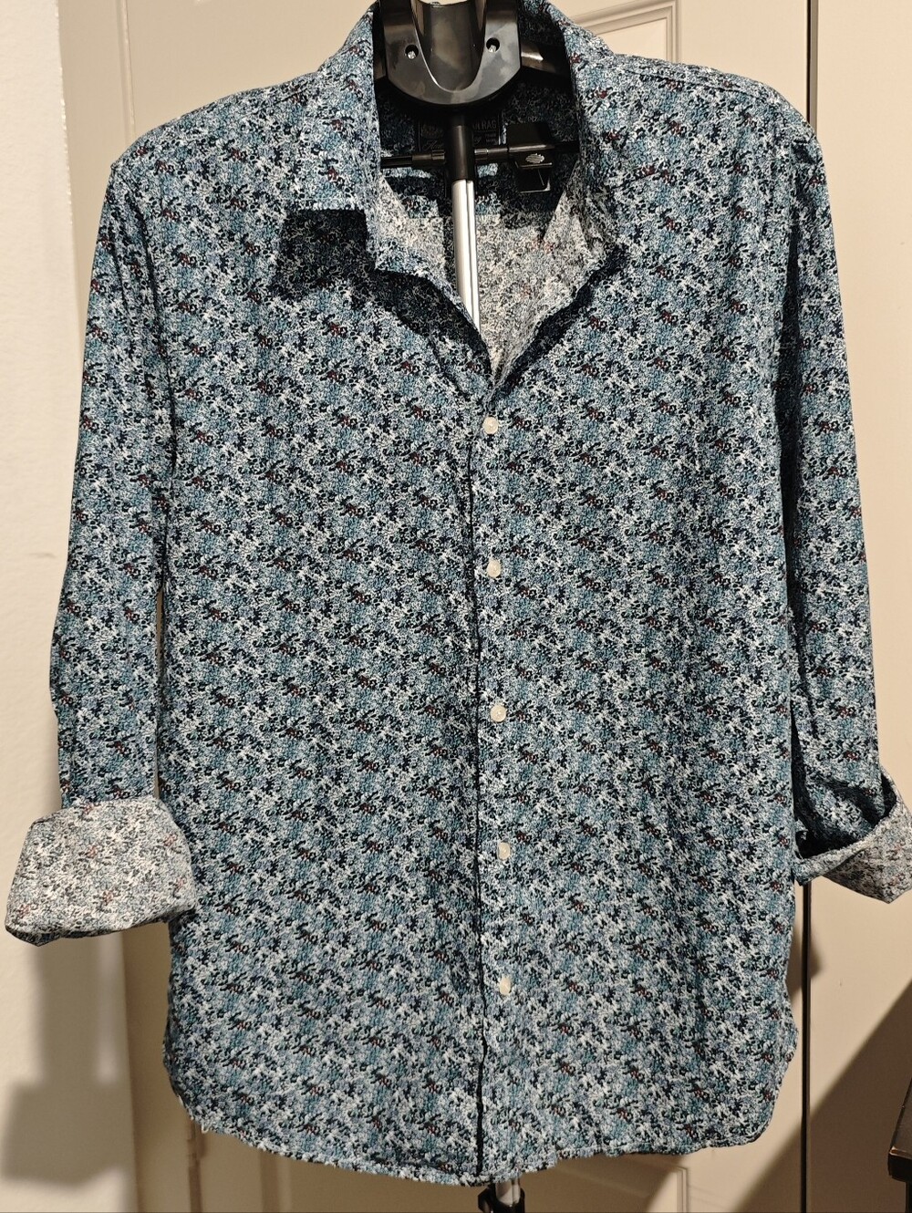 American Rag Cie Men's Blue Floral Long Sleeve Button-Down Shirt Size XL